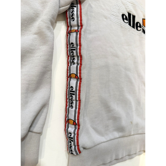 Ellesse Sweatshirt Mens Medium Gray Crewneck Embroidered Logo Tape Side Stripe - Picture 2 of 9